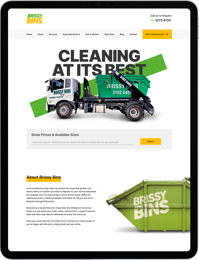 Brissy Bins Website Design